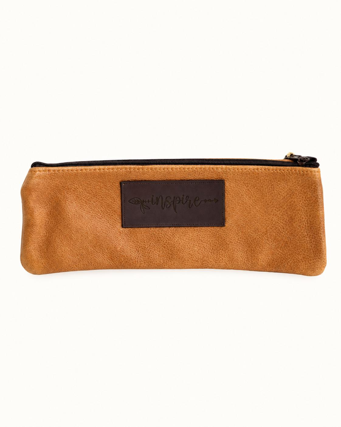Genuine Leather Long Zipper Pouch With Inspirational Design, photo 2
