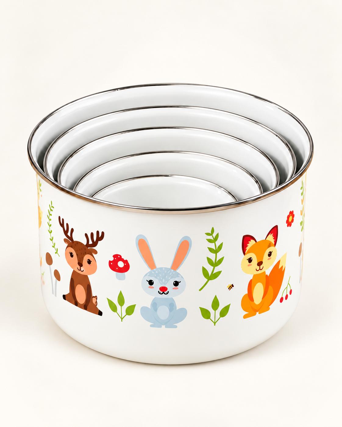 Woodland Friends Enamel Storage Bowl Set – 10 Piece, photo 2