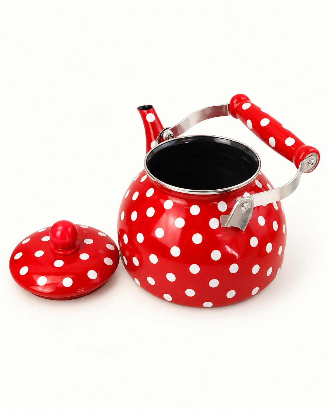 Enamel Teapot - Red Polka Dot, photo 2