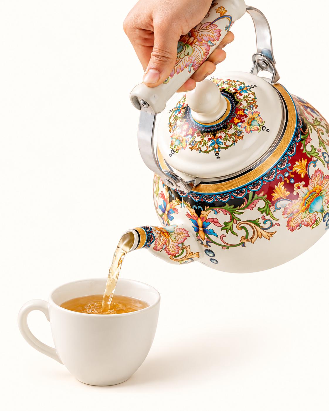 Enamel Teapot - Vintage Floral , photo 2