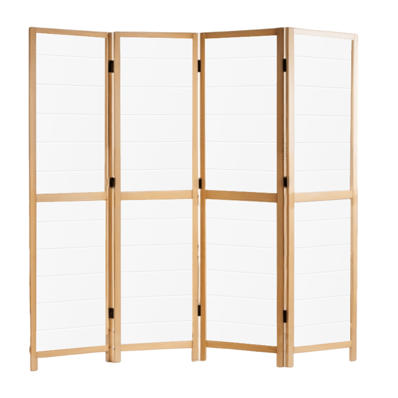 Partition Room Divider - 4-Panel White (Grooved) Finish Folding Screen Room Divider, photo 2