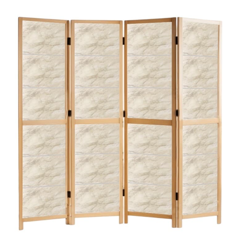 Partition Room Divider - 4-Panel Beige-and-Grey Finish Folding Screen Room Divider, photo 2