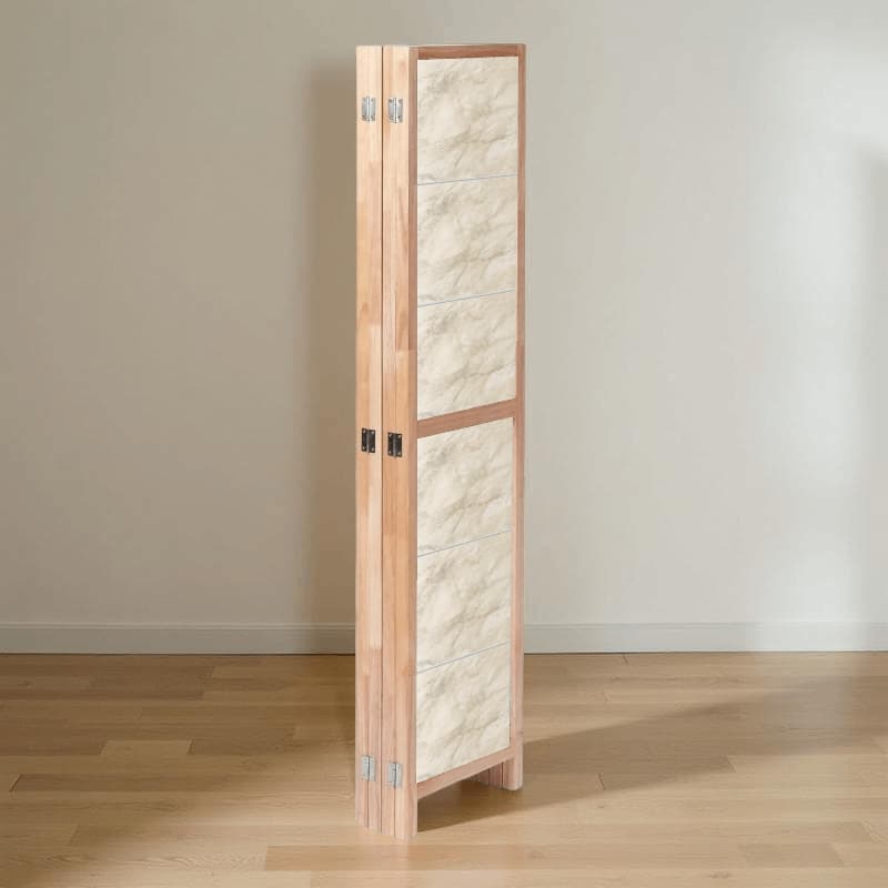 Partition Room Divider - 4-Panel Beige-and-Grey Finish Folding Screen Room Divider, photo 5