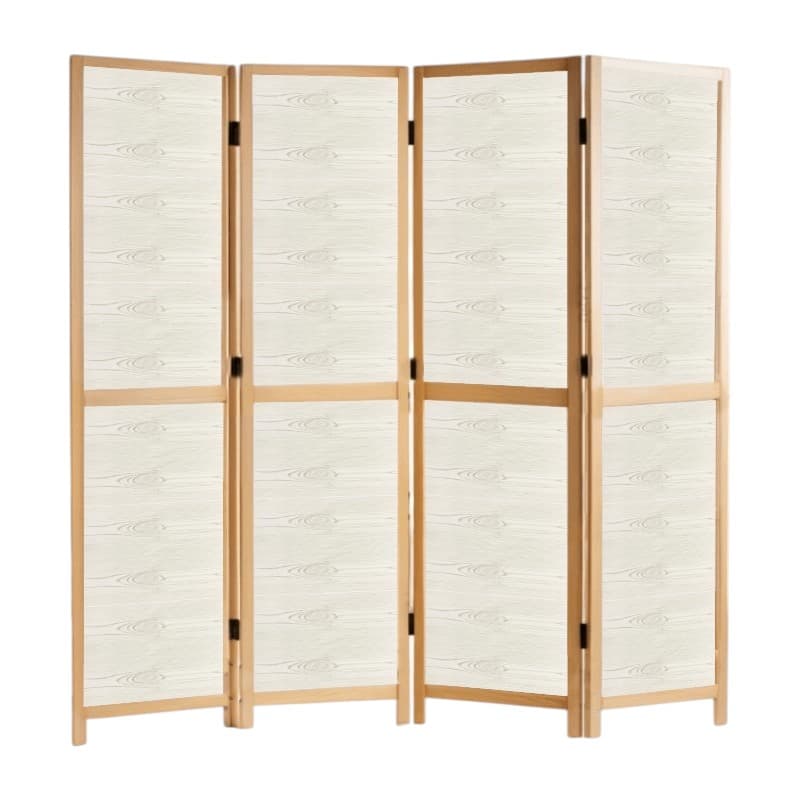 Partition Room Divider - 4-Panel Light Woodgrain Finish Folding Screen Room Divider, photo 2