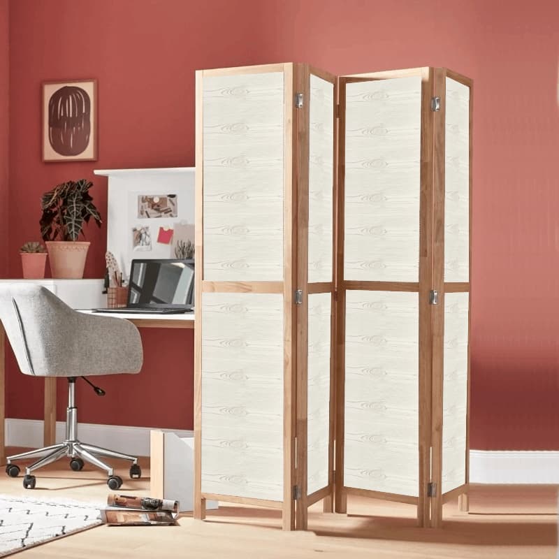Partition Room Divider - 4-Panel Light Woodgrain Finish Folding Screen Room Divider, photo 4