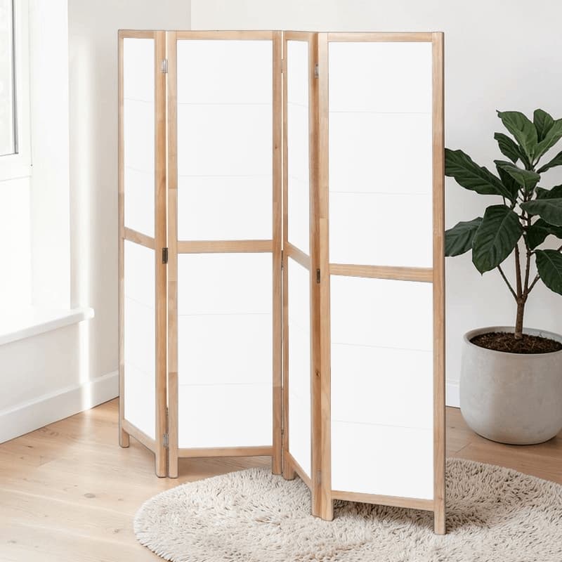 Partition Room Divider - 4-Panel White Finish Folding Screen Room Divider, photo 3