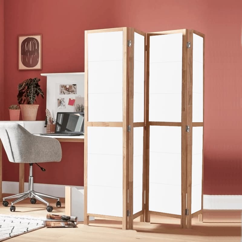Partition Room Divider - 4-Panel White Finish Folding Screen Room Divider, photo 4