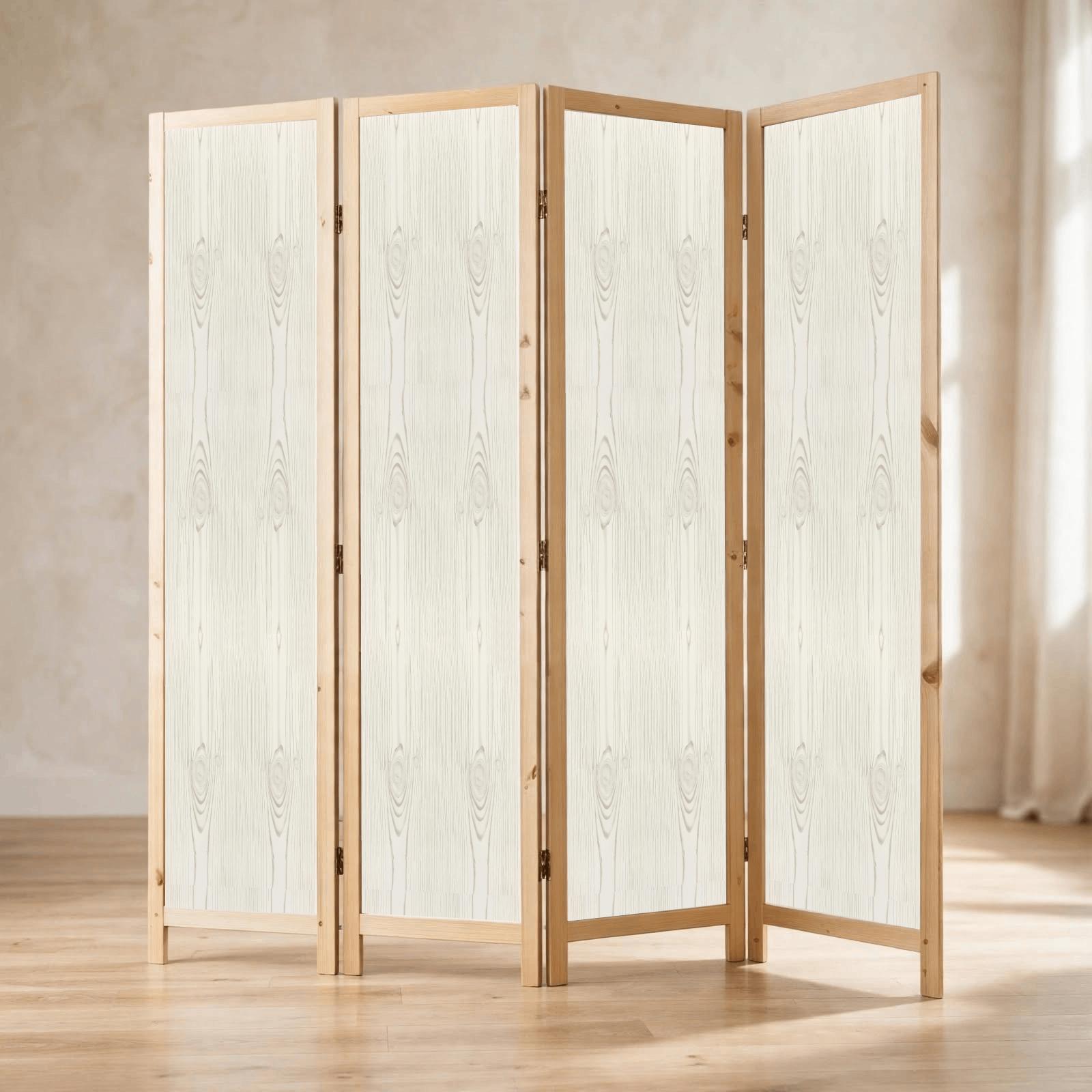 Partition Room Divider - 4-Panel Light Woodgrain Finish Folding Screen Room Divider, photo 1