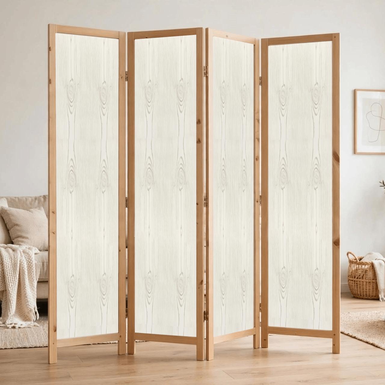 Partition Room Divider - 4-Panel Light Woodgrain Finish Folding Screen Room Divider, photo 2