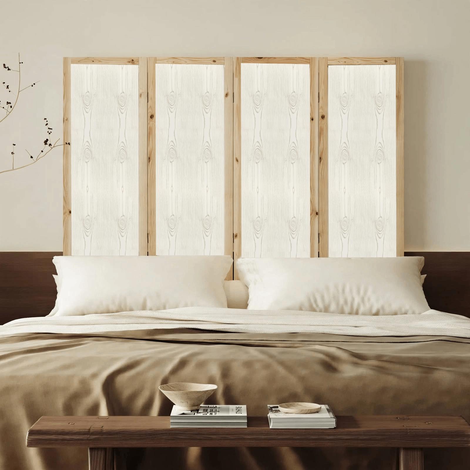 Partition Room Divider - 4-Panel Light Woodgrain Finish Folding Screen Room Divider, photo 4
