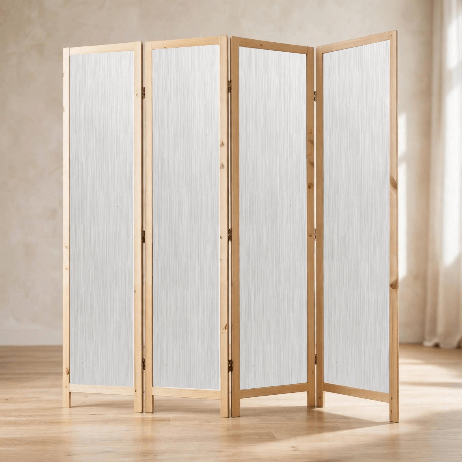 Partition Room Divider - 4-Panel Folding Screen Room Divider (Grey Stripe Finish), photo 1