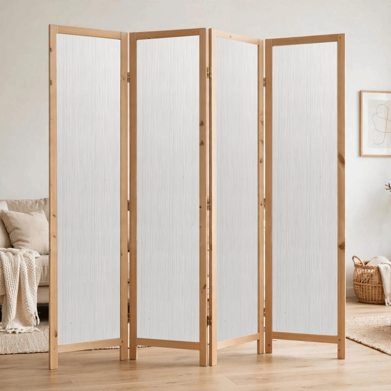 Partition Room Divider - 4-Panel Folding Screen Room Divider (Grey Stripe Finish), photo 2