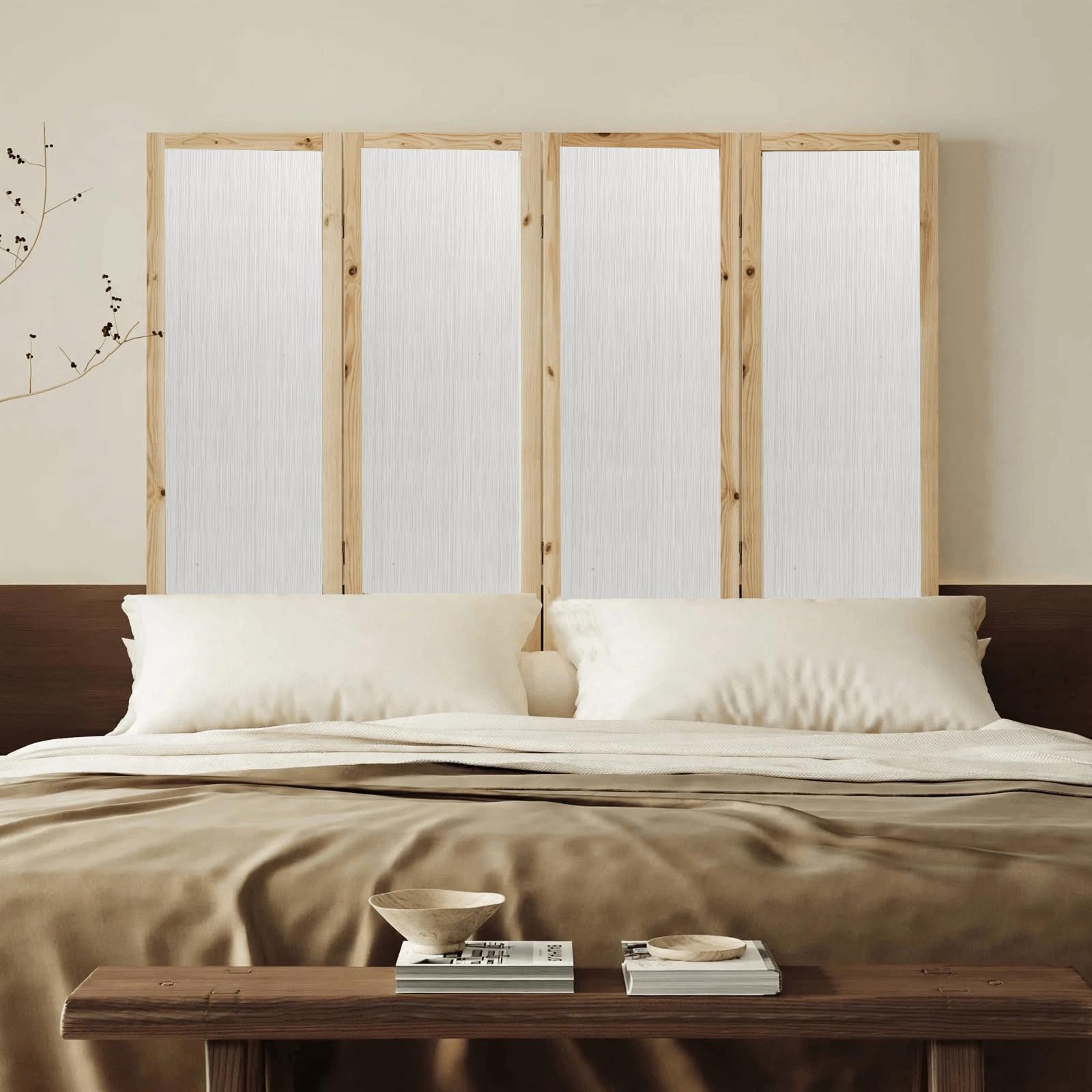 Partition Room Divider - 4-Panel Folding Screen Room Divider (Grey Stripe Finish), photo 4