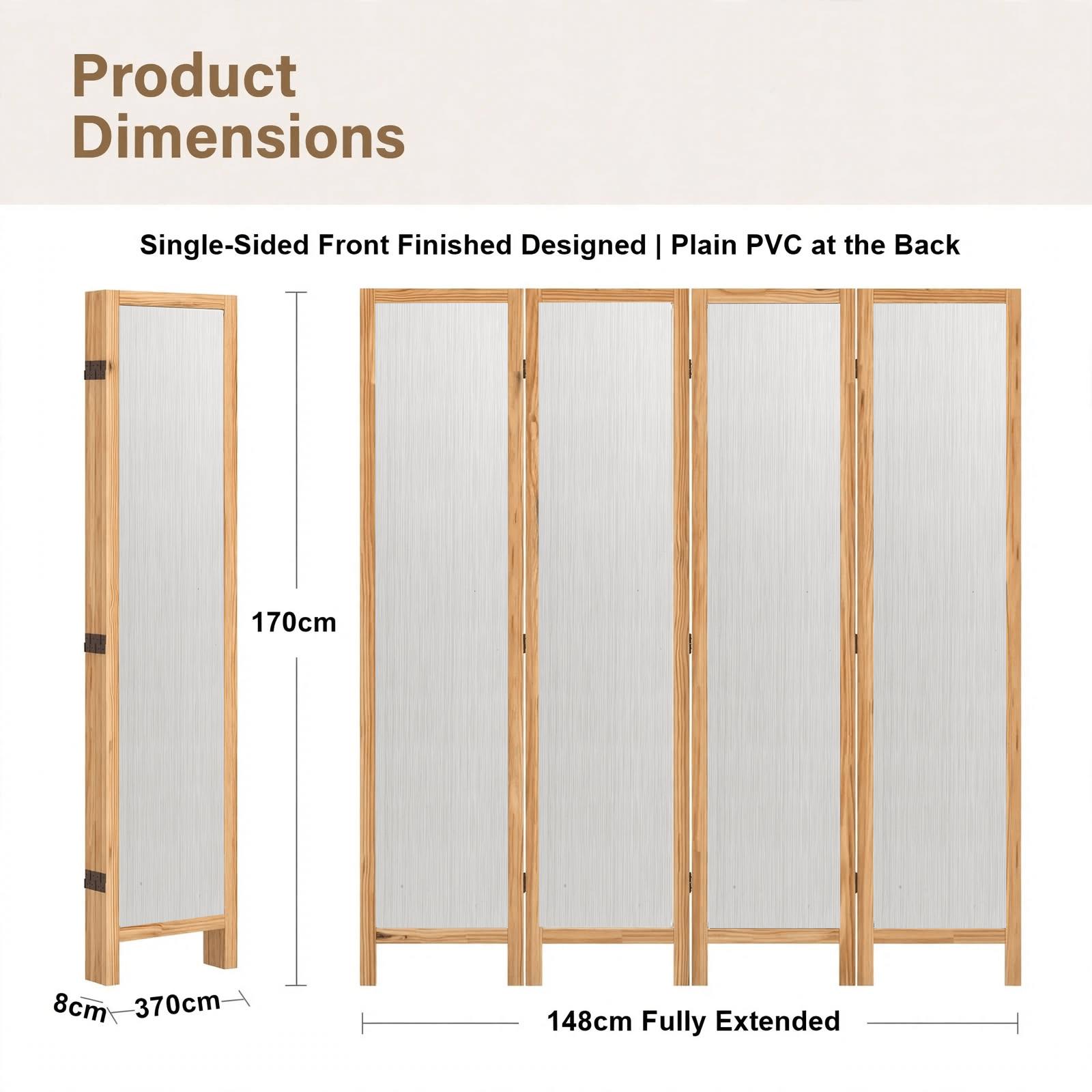 Partition Room Divider - 4-Panel Folding Screen Room Divider (Grey Stripe Finish), photo 6