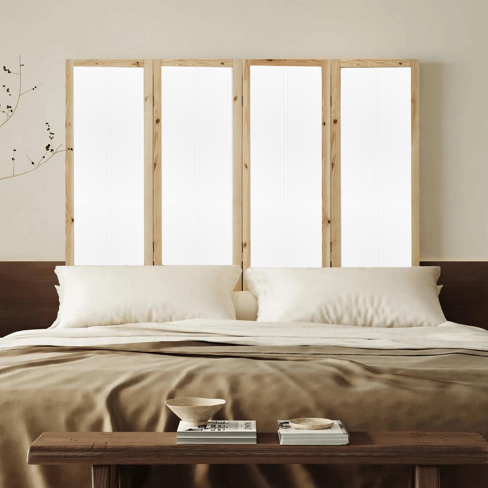 Partition Room Divider - 4-Panel Folding Screen Room Divider (White Grooved Finish), photo 4