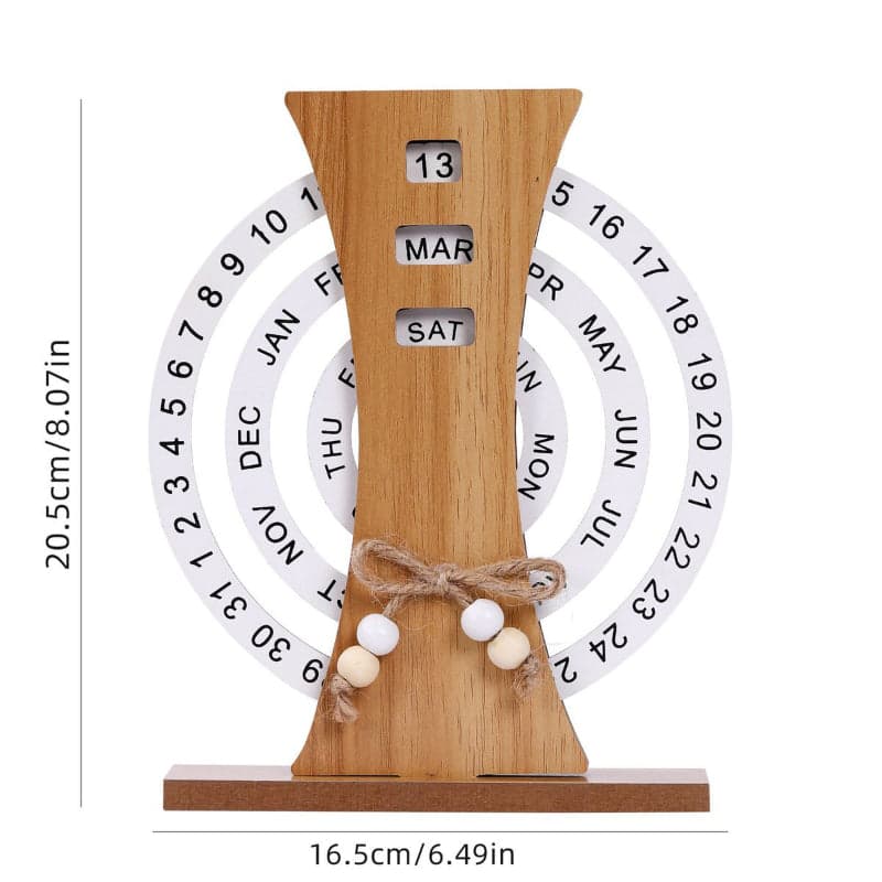 Ferris Wheel-Shaped Manual Rotating Wooden Disc Perpetual Calendar, photo 6