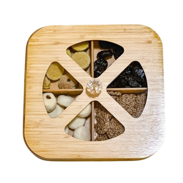 Multifunction Eco-Friendly 4-Section Bamboo Dry Fruit Snack Storage Box with Lid, photo 2