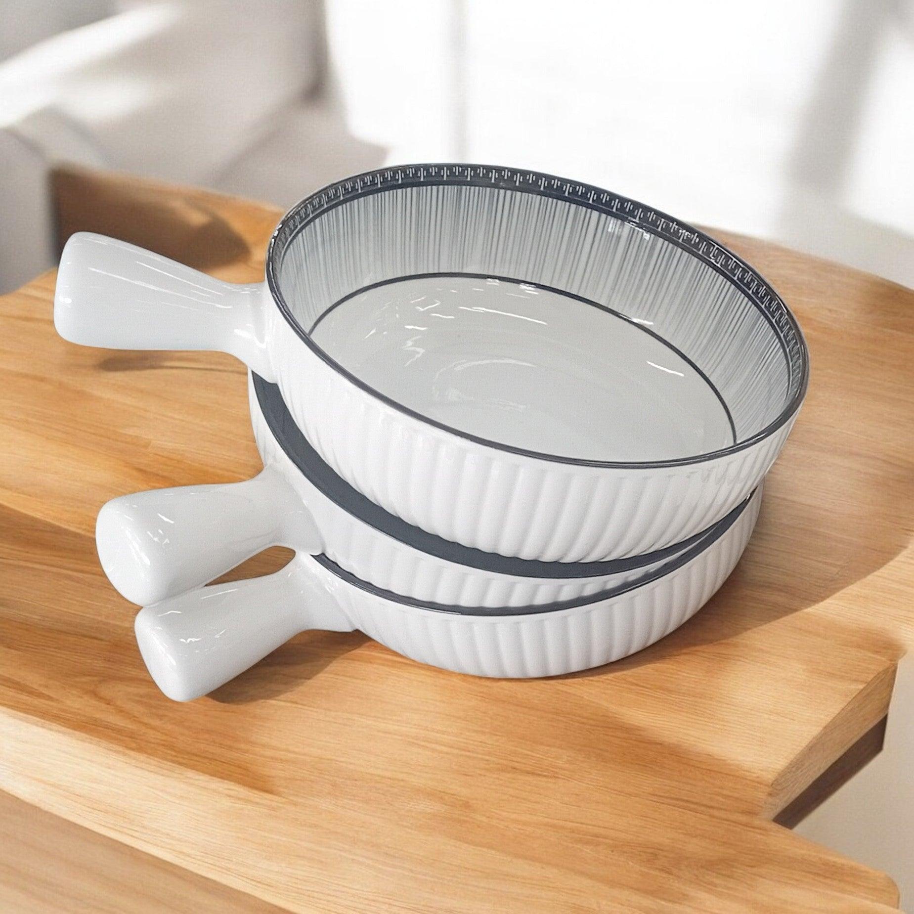 Set of 4 Ceramic Stylish Tableware Bowls with Handles - Elegant & Practical Serving Bowls, photo 1