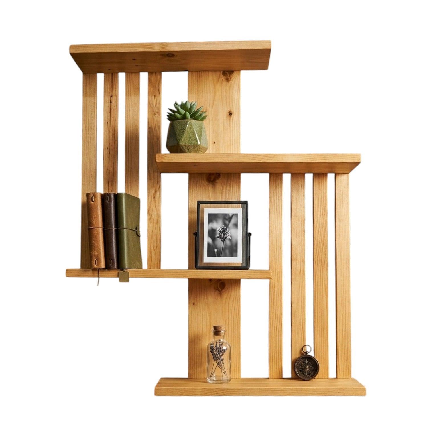 Multi-Tier Wall Mounted Wooden Modern Floating Wall Shelf for Plants, Books, Photo Frames and Home Décor, photo 2