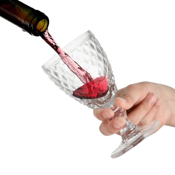 Embossed Wine Glass - 6 Piece Embossed Design Glassware Wine Glass Goblets Set, photo 2