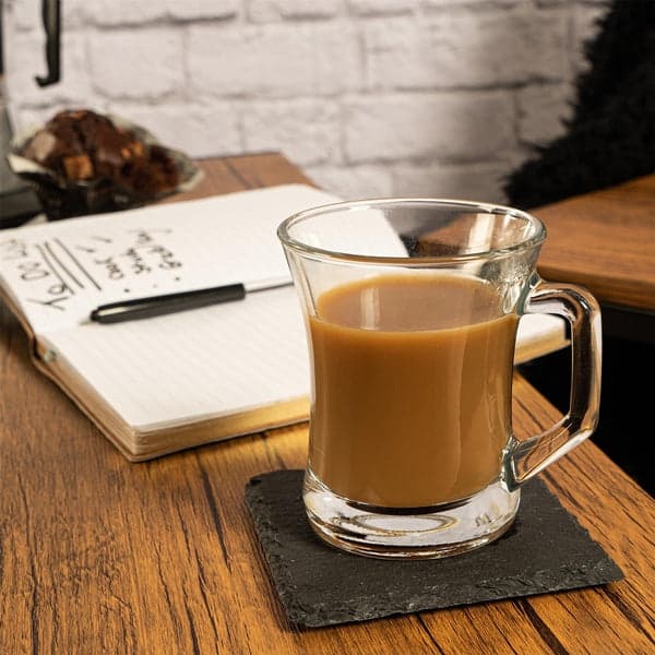 Glass Coffee Mug - 6 Piece Sturdy 200ml Glass Tea and Coffee Mug with Sqaure Handle Set, photo 3