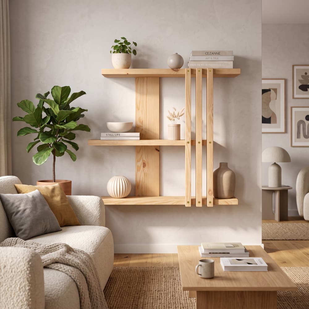 Multi-Tier Wall Mounted Wooden Modern Floating Wall Shelf for Plants, Books, Photo Frames and Home Décor, photo 3