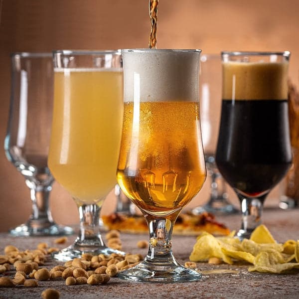 Beer Glass Set - 6 Piece Tulip Shape 370ml Stemmed Drinking Beer Glass Set, photo 1