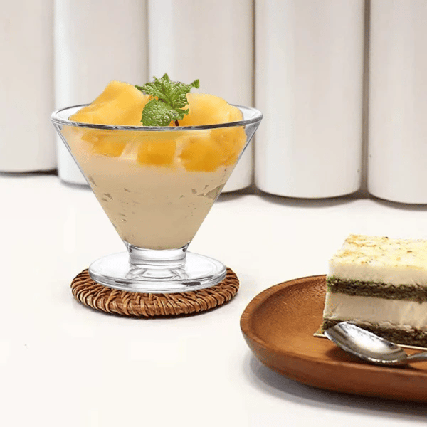 Dessert Glass Bowl Set - 6 Piece Footed Dessert Ice Cream Glass Bowl Set (225ml), photo 1