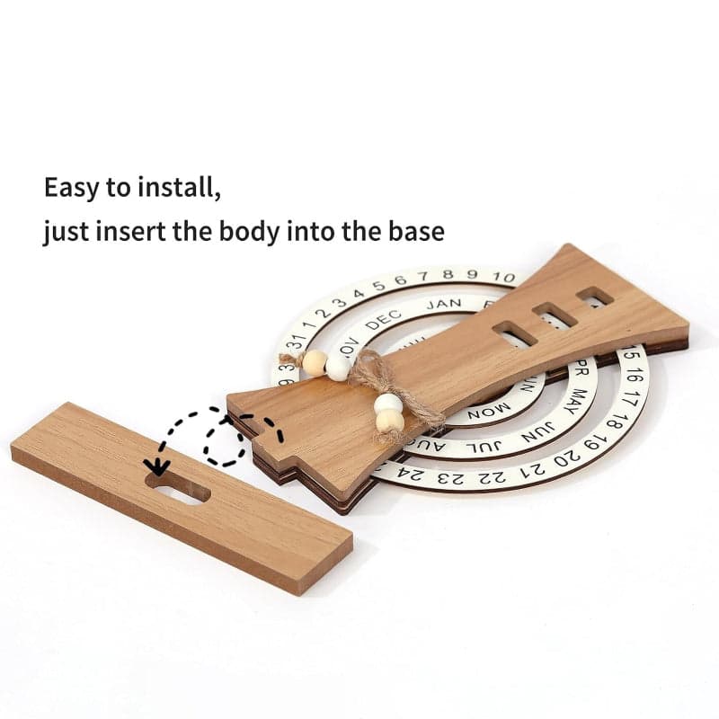 Ferris Wheel-Shaped Manual Rotating Wooden Disc Perpetual Calendar, photo 5
