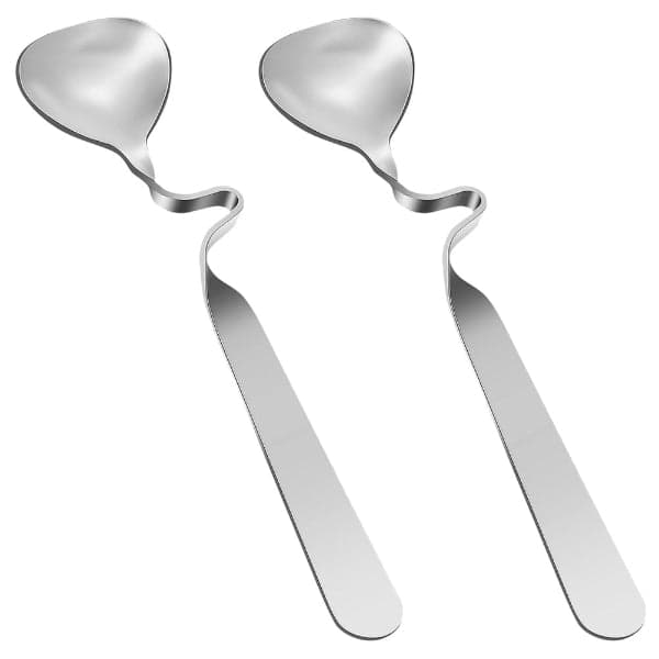 Curved Handle Spoons - Set of 6 Stainless Steel Curved Handle Stirring Twist Dessert Coffee Spoons, photo 4