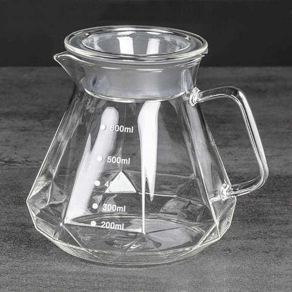 Borosilicate Glass Pot - Diamond Fashion Design Borosilicate Glass Carafe Pot with Lid - 600ml, photo 7