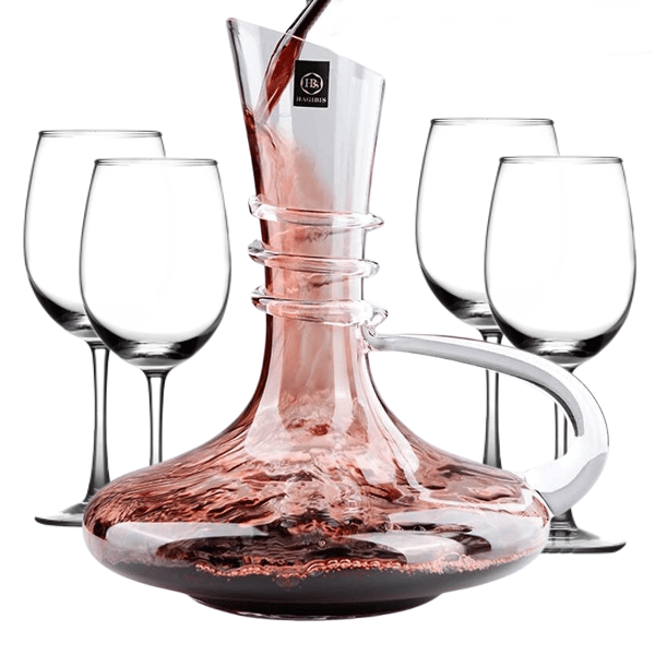 Wine Decanter Set - 5 Piece Oblique Opening Design with Handle Wine Decanter Set, photo 2