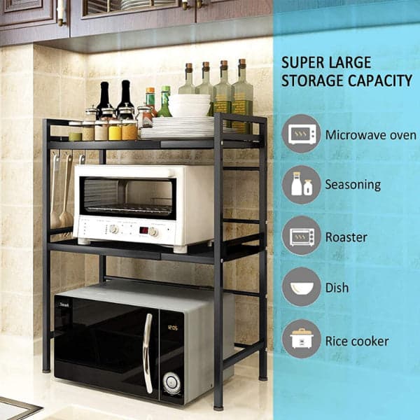 Microwave Oven Rack - Kitchen Microwave Oven Holder Rack Iron Storage Organizer Shelf Stand (2-Layers), photo 4