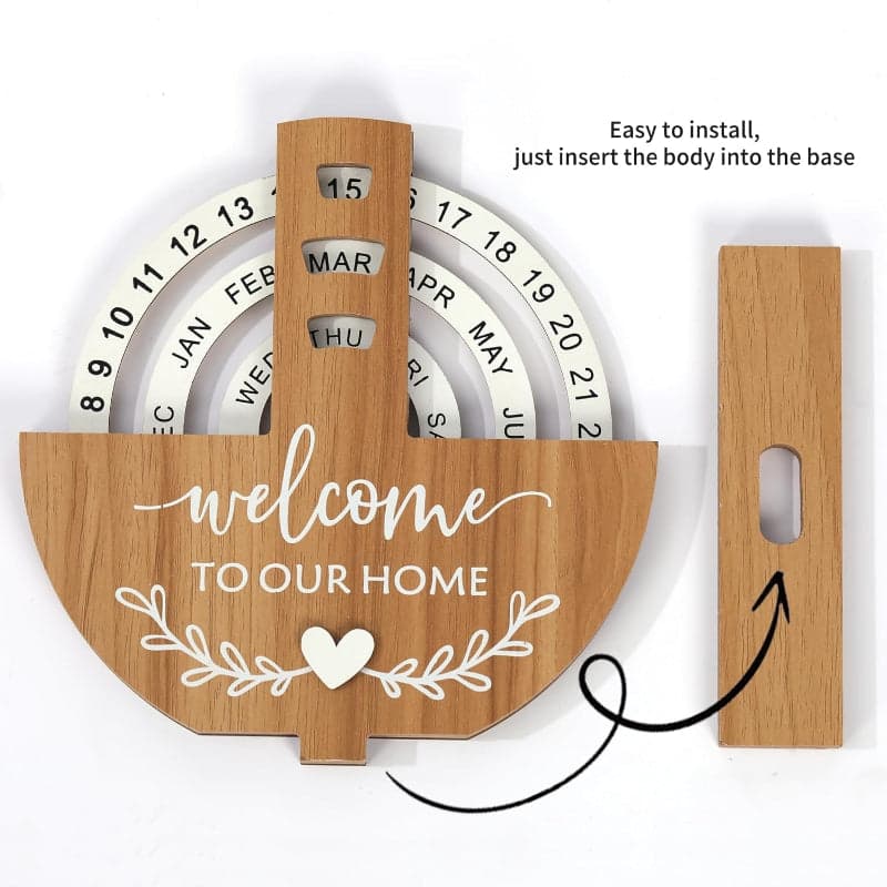 Shovel-Shaped Manual Rotating Wooden Disc Perpetual Calendar, photo 4