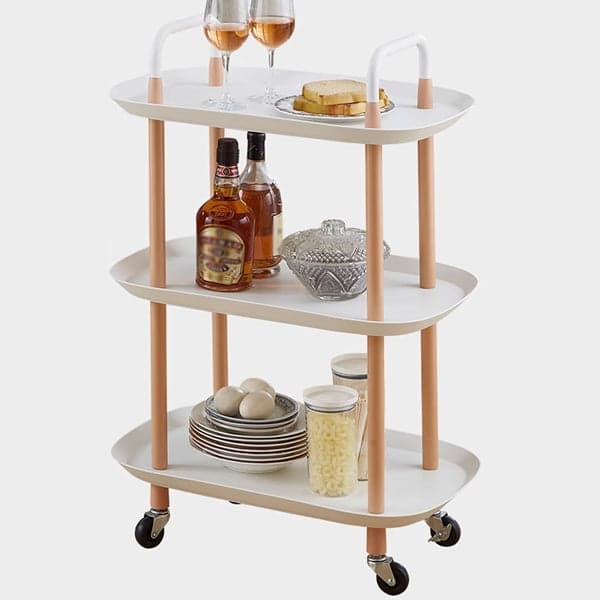 Kitchen Serving Cart Trolley - Three Layer Rectangular Mobile Plastic Kitchen Serving Cart Trolley, photo 1