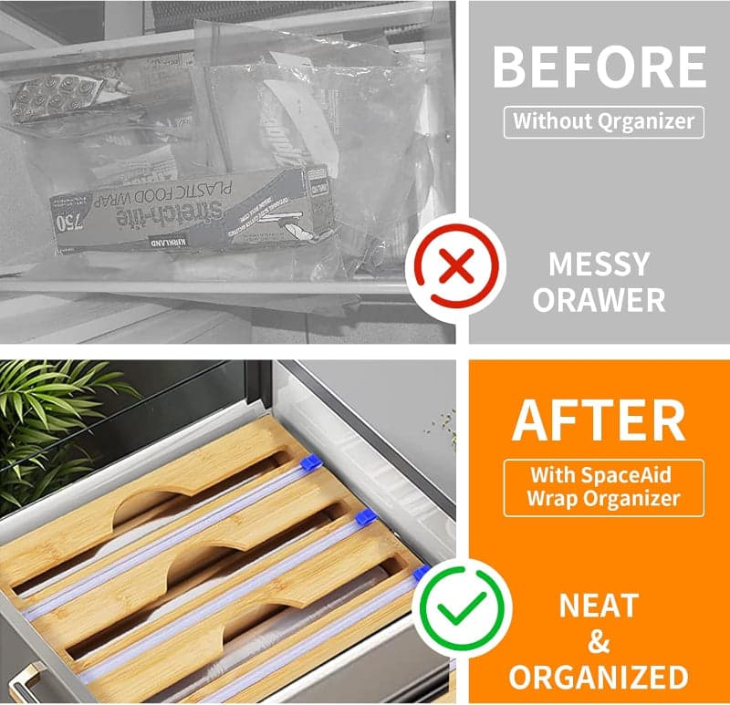 Tripple Layer Bamboo Plastic Cling Wrap Dispenser with Cutter, photo 6