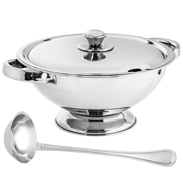 Soup Tureen - 26cm 3.5L Stainless Steel Soup Tureen with Lid and Serving Ladle, photo 3