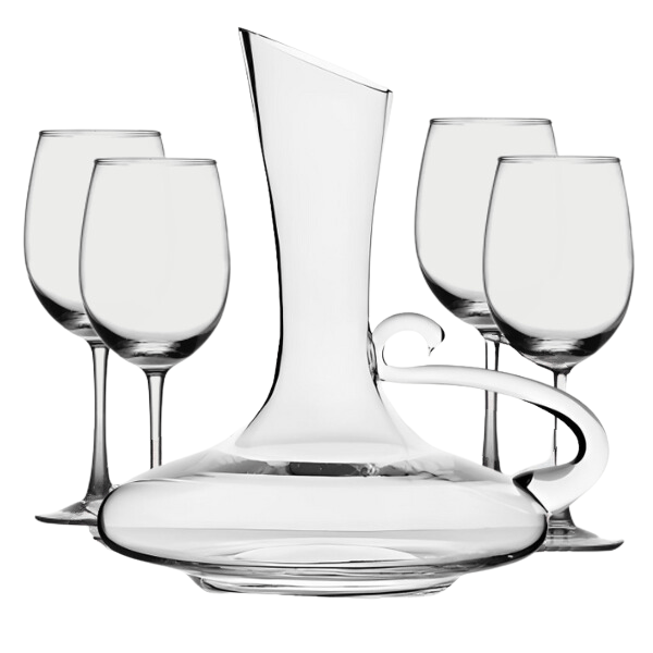 Wine Decanter Set - Stylish Oblique Opening Design Wine Decanter with Handle and Glasses (Set of 5), photo 2