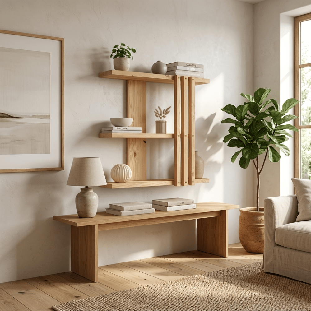 Multi-Tier Wall Mounted Wooden Modern Floating Wall Shelf for Plants, Books, Photo Frames and Home Décor, photo 4