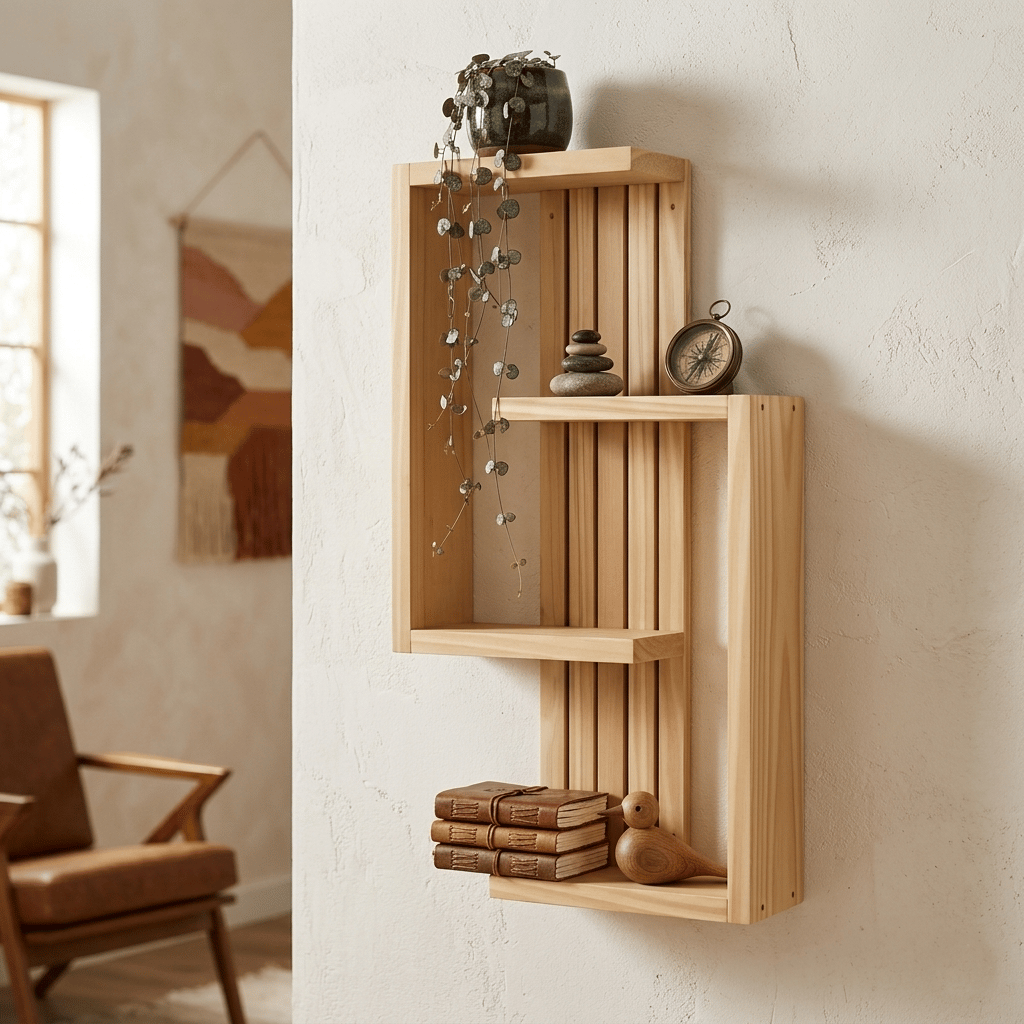 Multi-Tier Wall Mounted Wooden S-Shape Wall Shelf for Plants, Books, Photo Frames and Home Décor, photo 4