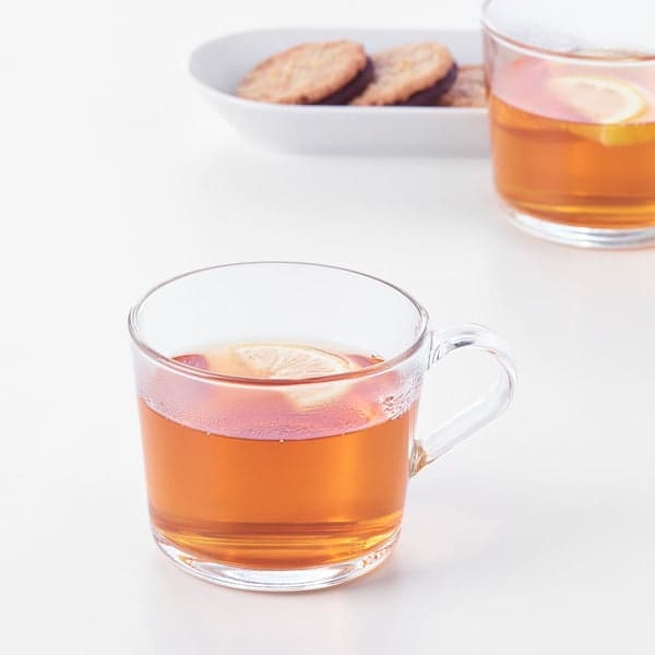 Glass Teacup Set - Set of 4 Clear Glass Cups with Handle - 300ml, photo 3