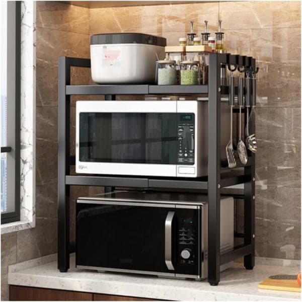 Microwave Oven Rack - Kitchen Microwave Oven Holder Rack Iron Storage Organizer Shelf Stand (2-Layers), photo 3