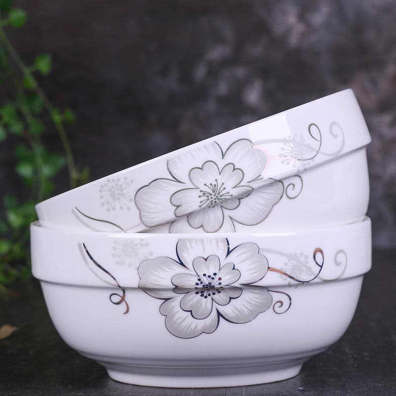 Set of 3 Large 25cm Stackable Kitchen Ceramic Bowls for Family Daily Use, photo 5