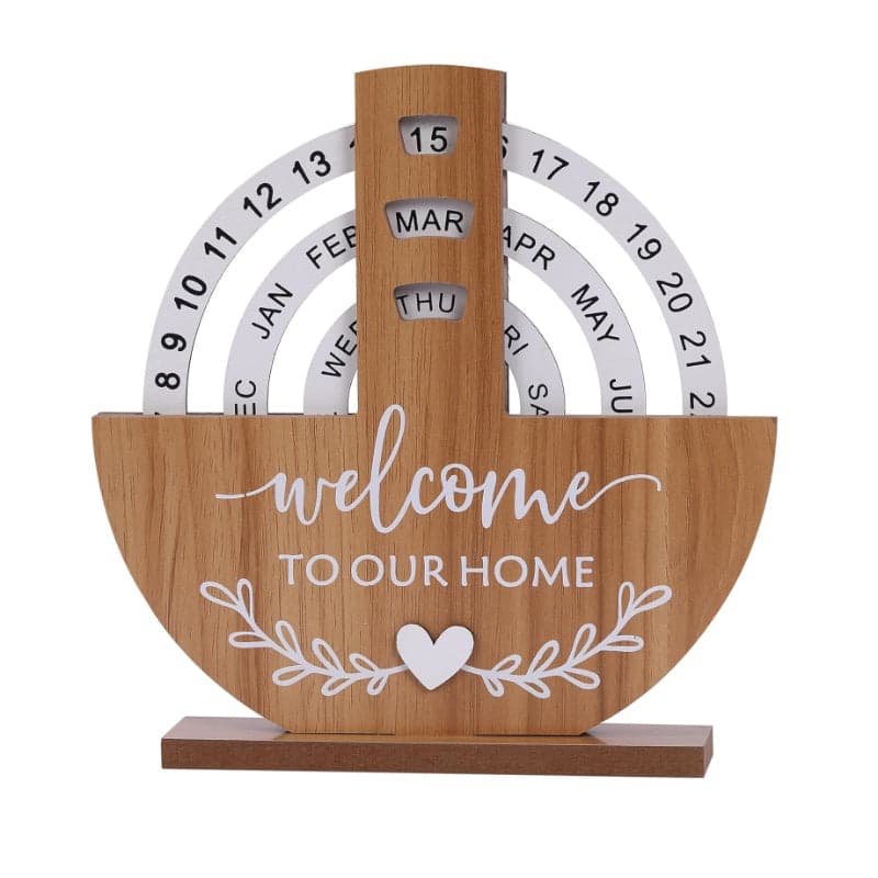Shovel-Shaped Manual Rotating Wooden Disc Perpetual Calendar, photo 2