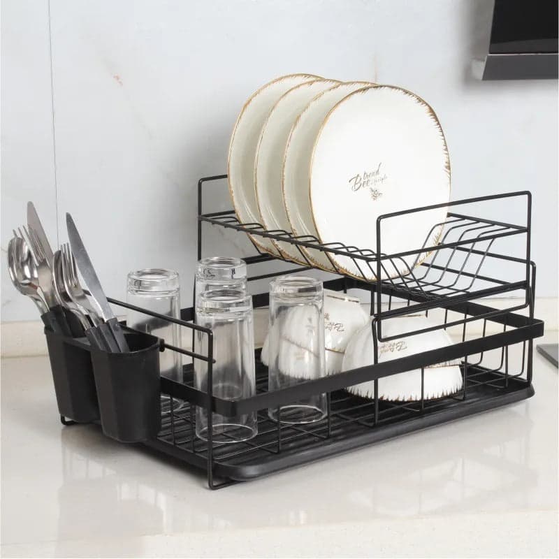 2-Tier Dish Rack Kitchen Stainless Steel Dish Drainer Rack with Drainboard, photo 1