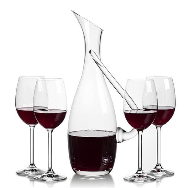 Decanter Carafe Set - 5 Piece Tilt Handle Glass Wine Decanter Carafe Set, photo 2