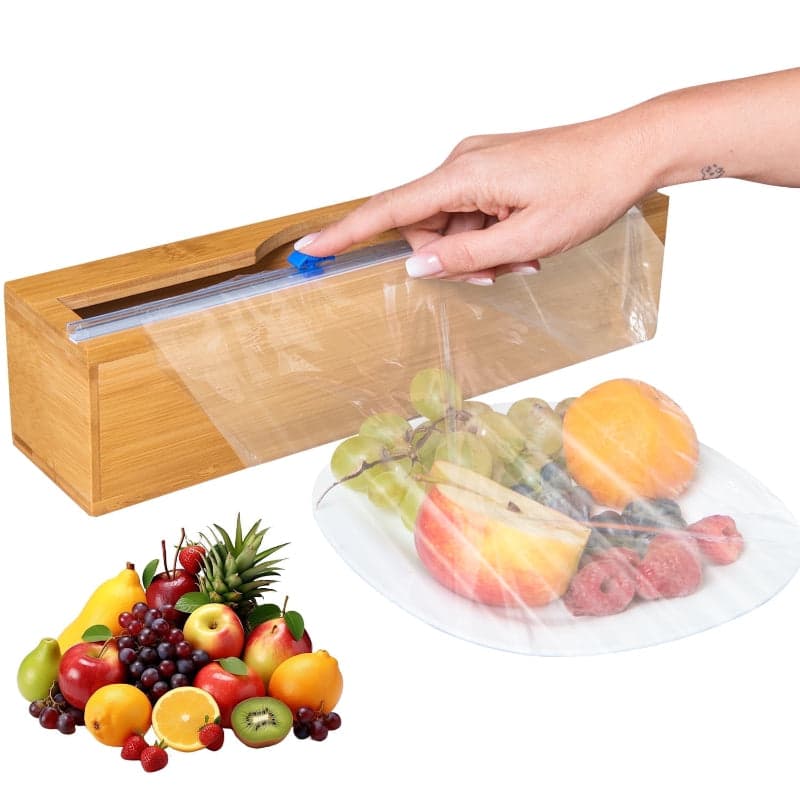 Bamboo Plastic Cling Wrap Dispenser with Cutter, photo 1