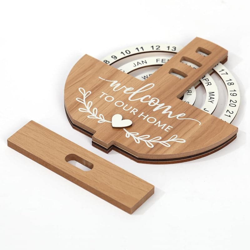 Shovel-Shaped Manual Rotating Wooden Disc Perpetual Calendar, photo 5