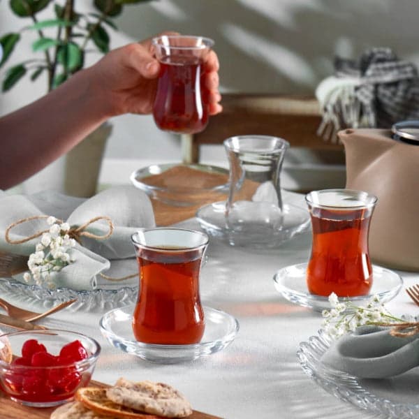 Turkish Tea Glass Set - 6 Piece Small 120ml Turkish Tea Glass and Saucer Set, photo 5