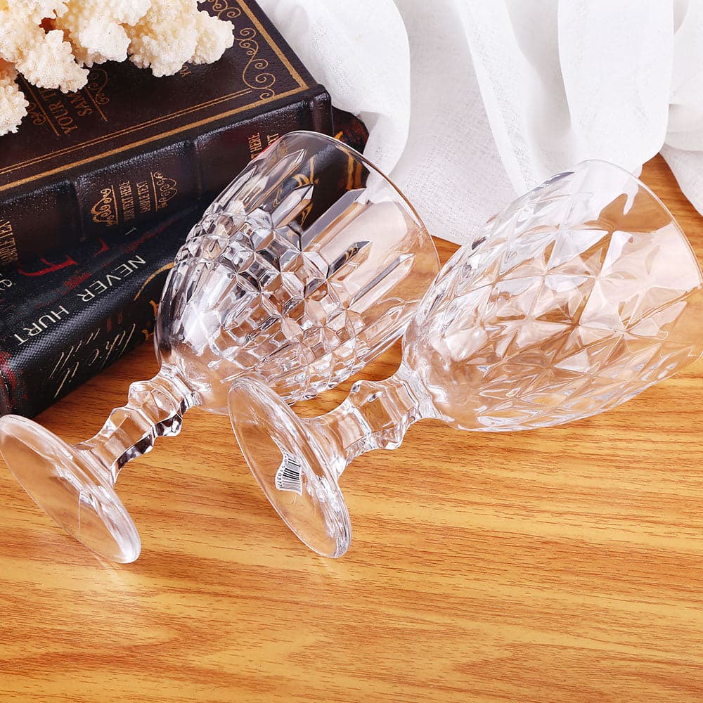 Embossed Wine Glass - 6 Piece Embossed Design Glassware Wine Glass Goblets Set, photo 3